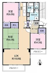 野火止団地5号棟 3LDKの間取図画像