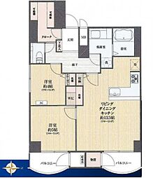 サンハイツ中野 2LDKの間取図画像