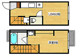 JR山陽本線 向洋駅 徒歩28分の賃貸アパート 1階1LDKの間取り
