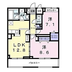 広島電鉄宮島線 高須駅 徒歩6分の賃貸アパート 3階2LDKの間取り