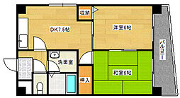 JR芸備線 矢賀駅 徒歩6分の賃貸マンション 2階2DKの間取り