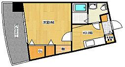 JR山陽本線 天神川駅 徒歩15分の賃貸マンション 9階1Kの間取り