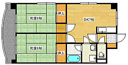 広島電鉄宮島線 古江駅 徒歩19分の賃貸マンション 1階2DKの間取り