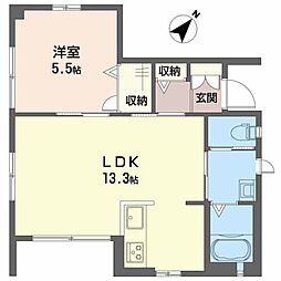 JR可部線 七軒茶屋駅 徒歩9分の賃貸アパート 1階1LDKの間取り