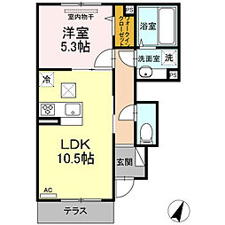 JR山陽本線 新井口駅 徒歩13分の賃貸アパート 1階1LDKの間取り