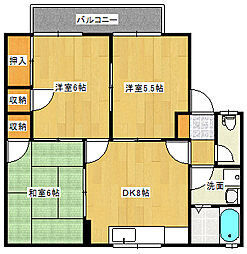 広島高速交通アストラムライン 中筋駅 徒歩12分の賃貸アパート 2階3DKの間取り