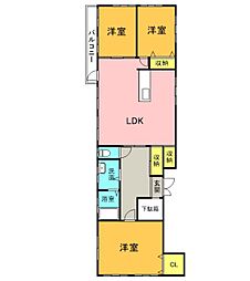 広島電鉄8系統 舟入本町駅 徒歩2分の賃貸マンション 2階3LDKの間取り
