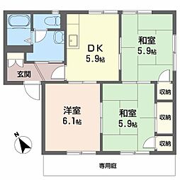 JR呉線 矢野駅 徒歩12分の賃貸アパート 1階3DKの間取り
