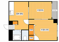 広島電鉄8系統 舟入南駅 徒歩5分の賃貸マンション 2階2DKの間取り