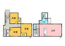 広島高速交通アストラムライン 中筋駅 徒歩4分の賃貸タウンハウス 1階3LDKの間取り