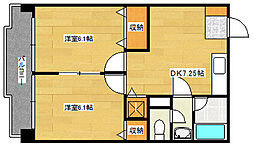 JR呉線 向洋駅 徒歩23分の賃貸マンション 2階2DKの間取り