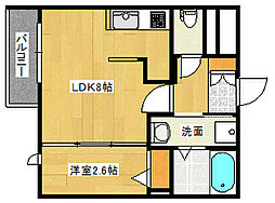 広島電鉄宮島線 東高須駅 徒歩18分の賃貸アパート 1階1LDKの間取り
