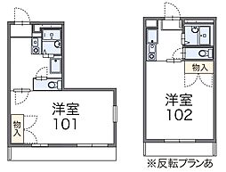 JR可部線 安芸長束駅 徒歩17分の賃貸アパート 2階1Kの間取り