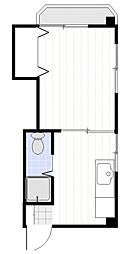 JR可部線 横川駅 徒歩7分の賃貸マンション 3階1DKの間取り