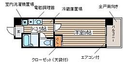 広島電鉄8系統 舟入南駅 徒歩7分の賃貸マンション 3階1Kの間取り
