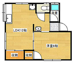JR呉線 向洋駅 徒歩4分の賃貸アパート 1階1LDKの間取り
