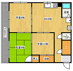 JR可部線 安芸長束駅 徒歩15分の賃貸マンション 3階3DKの間取り