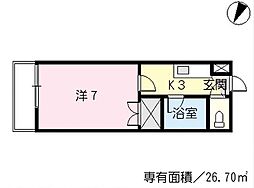 広島高速交通アストラムライン 大原駅 徒歩11分の賃貸アパート 2階1Kの間取り