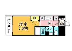 広島電鉄1系統 日赤病院前駅 徒歩7分の賃貸マンション 13階1Kの間取り