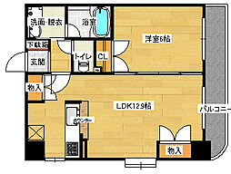 JR山陽本線 天神川駅 徒歩8分の賃貸マンション 9階1LDKの間取り
