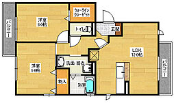 広島高速交通アストラムライン 西原駅 徒歩7分の賃貸アパート 2階2LDKの間取り