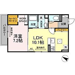 広島電鉄宮島線 東高須駅 徒歩8分の賃貸アパート 1階1LDKの間取り