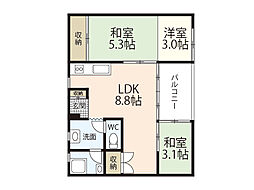 JR可部線 安芸長束駅 徒歩15分の賃貸マンション 4階2LDKの間取り
