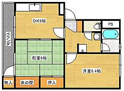 JR可部線 安芸長束駅 徒歩8分の賃貸マンション 2階2DKの間取り
