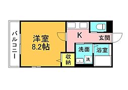 広島電鉄宮島線 草津南駅 徒歩6分の賃貸アパート 2階1Kの間取り