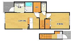 JR可部線 上八木駅 徒歩5分の賃貸アパート 2階1LDKの間取り