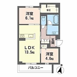 プライムフェルトII 2LDKの間取図画像