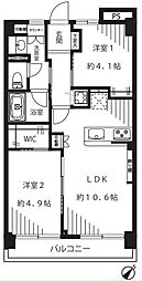 パールハイツ幡ヶ谷 2LDKの間取図画像