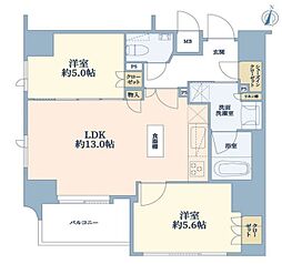ジオ西新宿ツインレジデンスイースト棟 2LDKの間取図画像