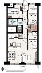 富士見台マンション 3LDKの間取図画像