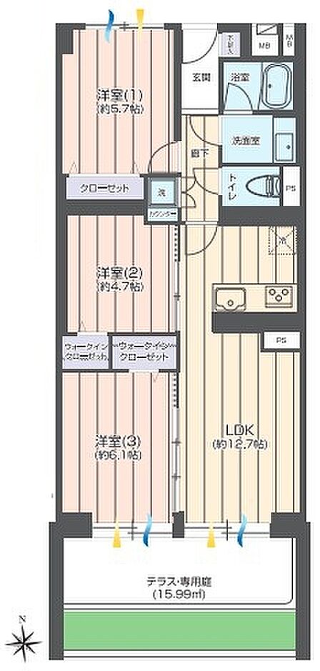 3LDK 間取り