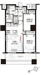 ザ・パークハウス西新宿タワー60 2LDKの間取図画像