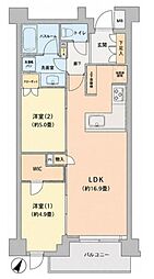 オープンレジデンシア初台 2LDKの間取図画像