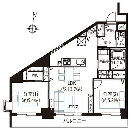 2LDK 間取り