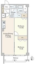 マンションニュー田端 2LDKの間取図画像
