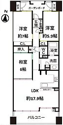 摩耶シーサイドプレイスウエスト1番館 3LDKの間取図画像