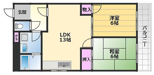 ブリリアン北庄 303｜大阪府堺市堺区北庄町1丁(賃貸マンション2LDK・4階・52.38㎡)の写真 その2