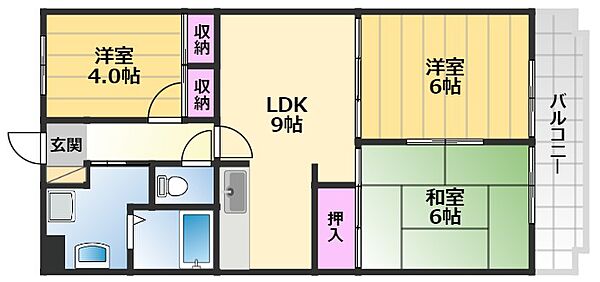 ルミナスN 303｜大阪府堺市北区百舌鳥赤畑町4丁(賃貸マンション3LDK・3階・55.08㎡)の写真 その2