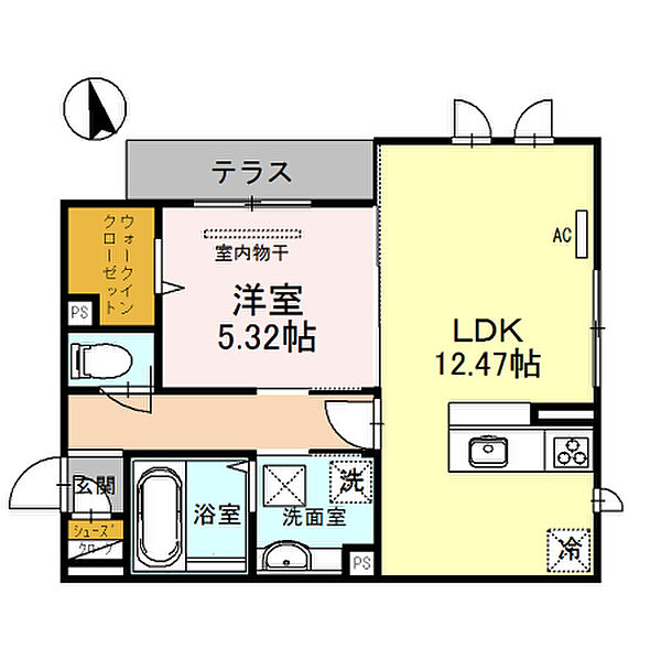 フェアリーフォレスト 101｜大阪府堺市堺区向陵中町1丁(賃貸アパート1LDK・1階・45.74㎡)の写真 その2