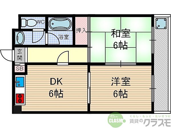 大阪府摂津市鳥飼本町5丁目(賃貸マンション2DK・2階・40.00㎡)の写真 その2