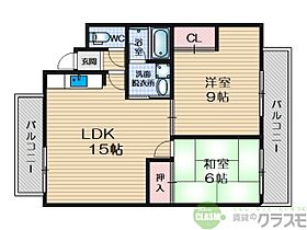 大阪府摂津市鳥飼野々3丁目（賃貸マンション2LDK・3階・62.00㎡） その2