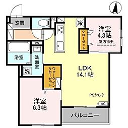 めぞん西田中 1階