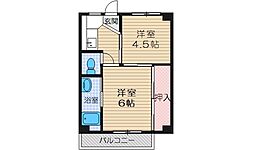 ビレッジハウス茨木1号棟 1DKの間取図画像