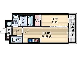 ビエラコート岸部中 1LDKの間取図画像