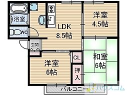 サンビレッヂ新和A 3DKの間取図画像