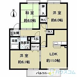 サンビレッジ南春日丘B棟 3LDKの間取図画像